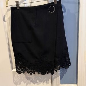 Sandro Black Wrap Skirt Lace Bottom